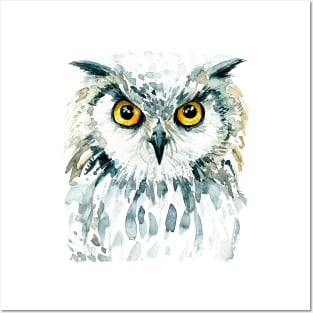 Watercolor Bubo Bubo Owl Posters and Art